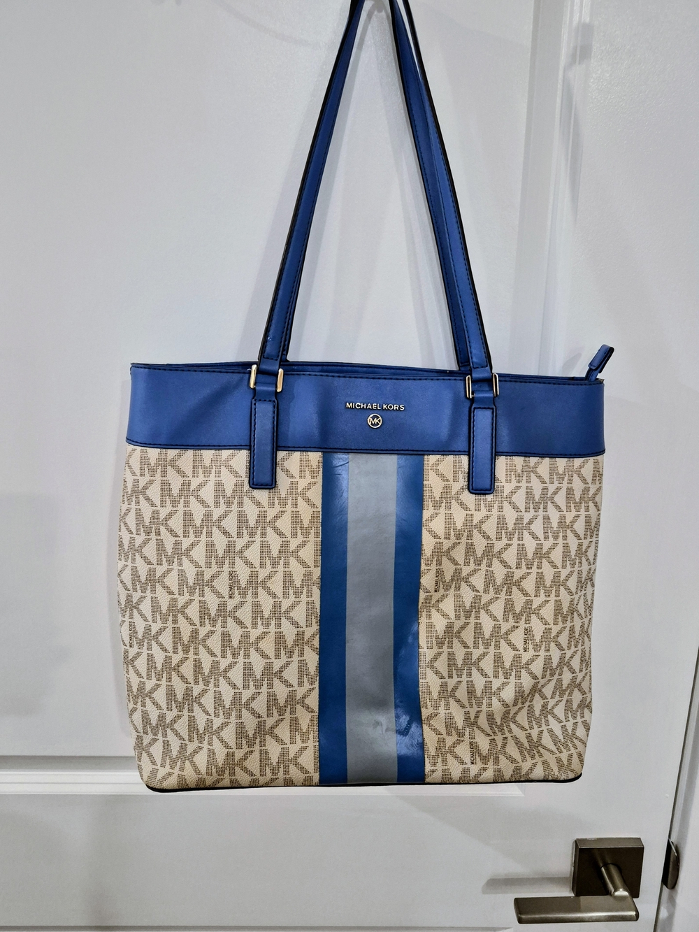 Michael Kors Blue Accent Logo Tote Bag